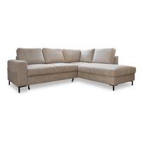 Iš kordinio velveto sulankstoma kampinė sofa smėlio spalvos (su dešiniuoju kampu) Lofty Lilly – Miuform