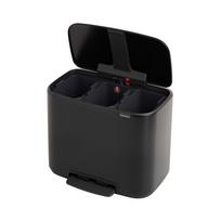 Iš plieno šiukšliadėžė matinės juodos spalvos rūšiavimui/su pedalu 33 l Bo – Brabantia
