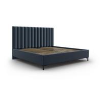 Dvigulė lova tamsiai mėlynos spalvos audiniu dengta su sandėliavimo vieta su lovos grotelėmis 140x200 cm Casey – Mazzini Beds