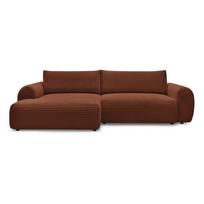 Iš kordinio velveto sulankstoma kampinė sofa raudonos plytų spalvos (su kairiuoju kampu) Lucien – Bobochic Paris