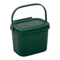 Žalios spalvos universalus plastikinis kompostuojamų atliekų indas su dangčiu Addis, 24,5 x 18,5 x 19 cm
