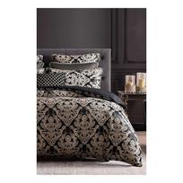 Juodos spalvos iš ranforce medvilnės dvigulė/itin ilga patalynė su paklode/4 dalių 200x220 cm Damask – Mila Home
