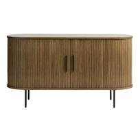 Žema šoninė spintelė rudos spalvos iš ąžuolo su stumdomomis durimis 140x76 cm Nola – Unique Furniture