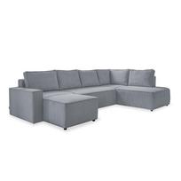Iš kordinio velveto sulankstoma kampinė sofa šviesiai pilkos spalvos (su dešiniuoju kampu/„U“ formos) Brave Dave – Miuform