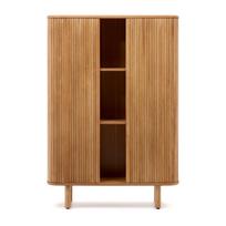 Natūralios spalvos spintelė iš uosio su stumdomomis durimis 110x160x40 cm Mailen – Kave Home
