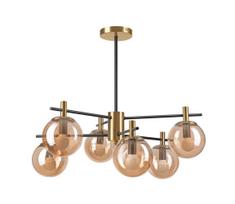 Sietynas ant stulpo LILOU 6xE14/5W/230V auksas/juoda/dūminis smėlio spalva