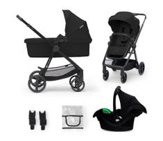 KINDERKRAFT -Kombinuotas vežimėlis 3in1 NEWLY Klasikinis juoda  + automobilio sėdynė MINK PRO
