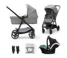 KINDERKRAFT-Kombinuotas vežimėlis 3in1 NEWLY Moonlight pilka  + automobilio sėdynė MINK PRO