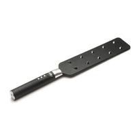 XR Brands E-Stim Spiked Paddle Black - Electro Conductive Impact Tool, PU Leather
