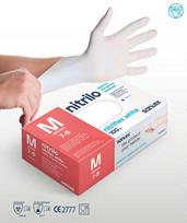 Santex Nitriflex Baltas vienkartinės nitrilo pirštinės, baltos, 3.5g (100vnt.) - M - 1pak.x100vnt.