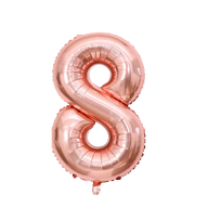 Folinis balionas su heliu, skaičius 8 - 90 cm, rose gold