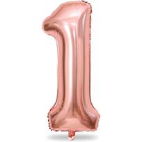 Folinis balionas su heliu, skaičius 1 - 90 cm, rose gold