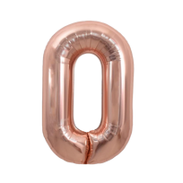 Folinis balionas su heliu, skaičius 0 - 90 cm, rose gold