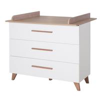 Žema su vystymo stalu vaikiška šoninė spintelė baltos spalvos/natūralios spalvos iš ąžuolo 110x98 cm – Roba