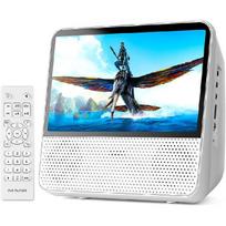 Nešiojamas DVD grotuvas su ekranu, 7'' HD 1024*600 skaitmeninis ekranas, 4000 mAh įkraunamas, hi-fi stereo garsas, nuotolinio valdymo pultas, sinchronizavimas su TV, atnaujinamas atkūrimas balta