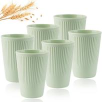 6 vnt. žali plaunami kviečių šiaudų puodeliai, patvarūs daugkartiniai puodeliai vandeniui, pieno arbatos, kavos - ekologiški, be BPA, tinkami plauti indaplovėje 6Pcs žalia