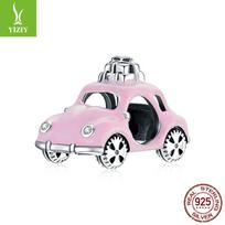 S925 Sterlingas Sidabro Rožinis Automobilio Pakabuko Apyrankės Karoliukai SCC1738 Silver
