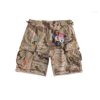 Unisex Vintažiniai Kamufliažiniai Džinsiniai Šortai Y2K Vyrams Moterims Monogramos Patchwork Siuvinėjimas Laisvi Šortai Žemintu Liemeniu Laisvalaikio Šortai 30 gray