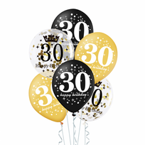 Šventiniai balionai su heliu 30 jubiliejui - 30cm, 6vnt.