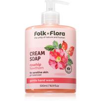 Folk & Flora Rosehip & Hawthorn kreminės konsistencijos skystasis muilas jautriai odai 500 ml