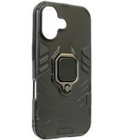 Juodas dėklas Apple iPhone 16 telefonui "Ring Armor"