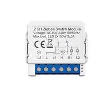 Išmani relė, 100-240Vac, ZigBee, 2 kanalų, 800W, TUYA. MQTT