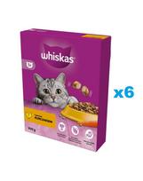 WHISKAS Adult 6x300 g sausas visavertis ėdalas su gardžia vištiena suaugusioms katėms