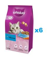 WHISKAS Adult 6x1,4 kg sausas visavertis pašaras suaugusioms katėms su gardžiu tunu