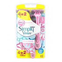 Gillette Simply Venus Disposable Razors Vienkartiniai skustuvai moterims, 6vnt