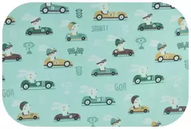 Vystyklai – 19089 – FLANNEL PRINT – EGA –  KIAULĖLĖ AUTOMOBILYJE – MINT – dydis 70x80 cm