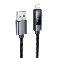 USB A to Lightning Hoco 2.4A cable with display, 1 m, X112, black