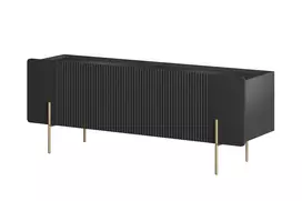 TV staliukas Malmi 150 cm, juoda, auksinės kojos