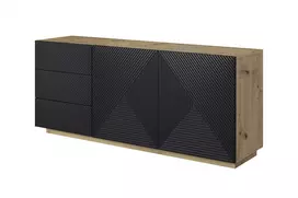 Durelių komoda 167 cm, Asha su stalčiais Artisan juoda matinė