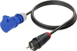 Adapter "Caravan": Plug16A(2P+E) 250V=> socket 3x16A 230V, w/ cable H07RN-F 3G1,5mm2 0,8m, IP44 9009 | 5907711167112