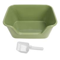 Large Cat Litter Box High Sides Anti Splashing Easy to Clean Simple Look Open Cat Litter Box for žalia