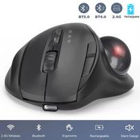 Belaidė rutulinė pelė 2.4G ir Bluetooth įkraunamos Rollerball pelės Ergonomiško dizaino nykščio valdymo pelė, skirta Windows pilka spalva