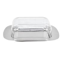Quadrate Stainless Steel Butter Container Dish Cheese Keeper with Transparent Lid for Kitchen