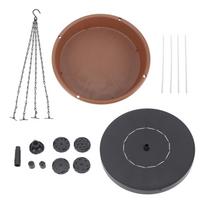 Solar Bird Bath Fountain Pump Hanging Style Deck Mount Metal Bowl for Outdoor Garden Patio Backyard brown