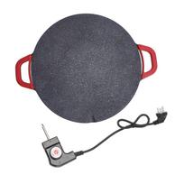 Korėjietiška keptuvė-grilis elektrinė apvali plokštė BBQ keptuvė su nelipnia danga juoda L(for 6.5-9kg)