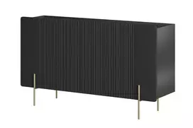 Durelių komoda Malmi 150 cm, juoda, auksinės kojelės