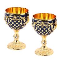 Vintage Wine Glass Zinc Alloy Elegant Decorative Retro Stemmed Glasses for Home Bar Party 2pcs Gold