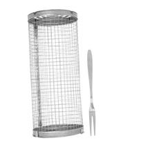 Besisukantis kepsninės krepšelis, atviras tinklas, nerūdijančio plieno vielos tinklo cilindras, kepsninės krepšelis žuviai L(for 6.5-9kg)