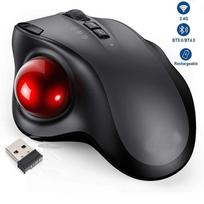 Belaidė rutulinė pelė įkraunama Bluetooth pelė ergonomiška žaidimų pelė reguliuojamas DPI 2.4G pelės kompiuteriui PC juoda