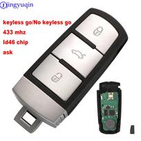jingyuqin 3 mygtukų įėjimo pultelis ASK 3C0959752BA ID46/ID48 lustas nuotolinis automobilio rakto korpusas pakeitimas 433Mhz VW Passat CC no keyless go popžvaigždė spalva