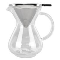 400 ml stiklinis kavos puodas virdulys karščiui atsparus pour-over kavos aparatas su nerūdijančio plieno filtru white