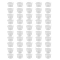50 vnt. Skaidrūs porcijų indeliai su dangteliais, Sukraunami, Apvalūs, Sandarūs, 50 ml Plastikiniai padažų indeliai, Indeliai prieskoniams