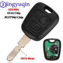 jingyuqin Peugeot 406 407 408 607 2 mygtukams Nuotolinis automobilio raktas Transponderio lustas ID46 434MHz&NE78 Ašmenys Originalūs raktai complet key dangus