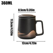 Arbatos plikymo puodelis 360 ml Arbatos sietelis Puodelis Vintažinis arbatos plikiklis Rankomis tapytas Juodas glazūruotas Arbatos plikymo butelis Vyrams Moterims Arbatos mėgėjams juoda