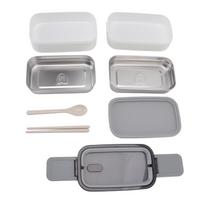 Bento Box 304 Stainless Steel Microwaveable with Chopsticks and Spoon Double Layers Lunch Container L(for 6.5-9kg)