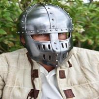 Viduramžių plieninis šalmas su veido apsauga Vikingų kryžiuočių šarvai LARP, Cosplay, rekonstrukcijos kolekcionieriams